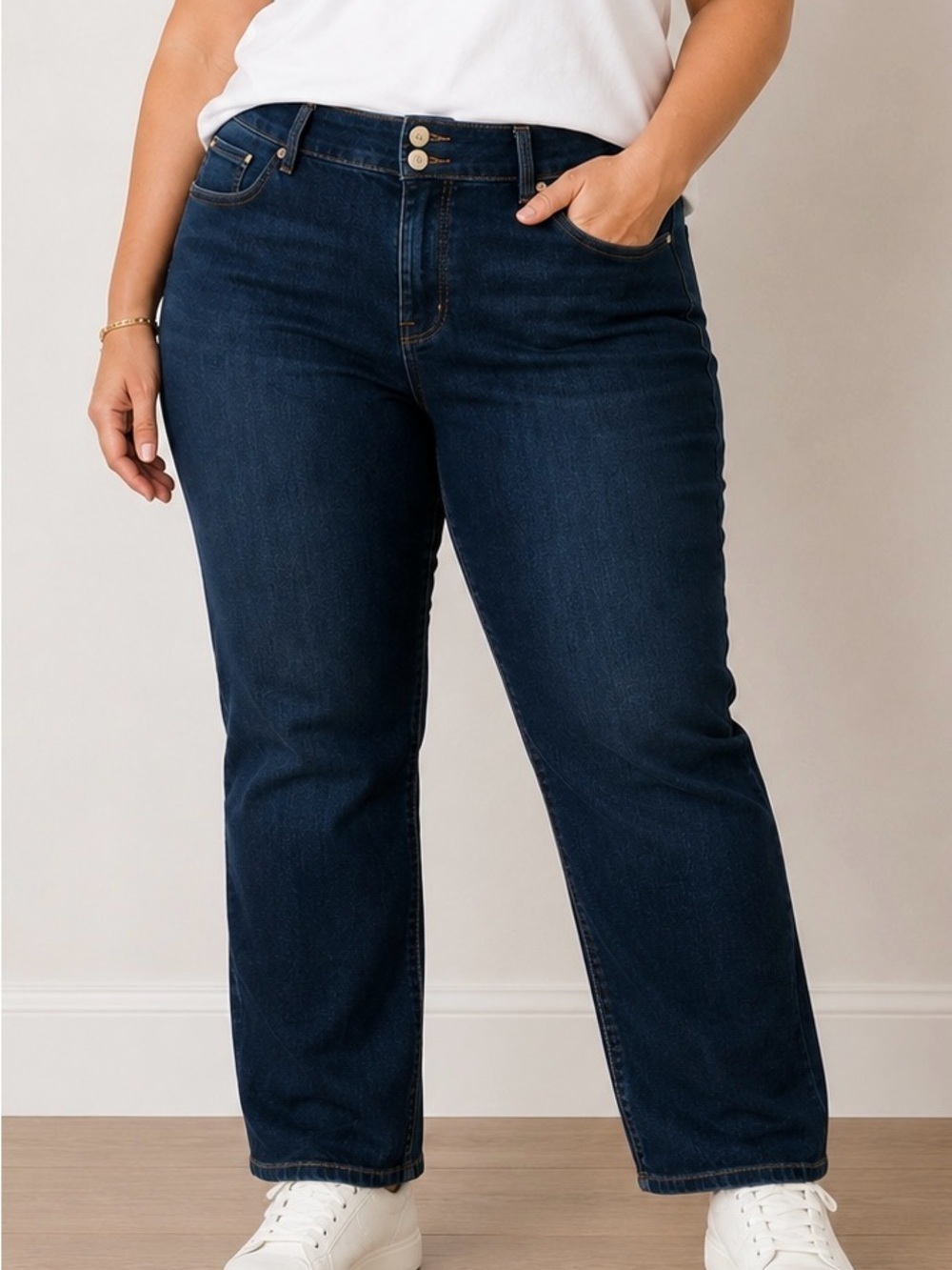 Lands' End Jeans Size 20W Dark Wash Straight-Leg Mid Rise Stretch Denim